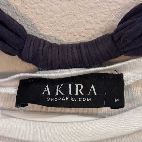 AKIRA Label  High Low Tail Top Navy and White with attached Necklace. Medium - Picture 16 of 16